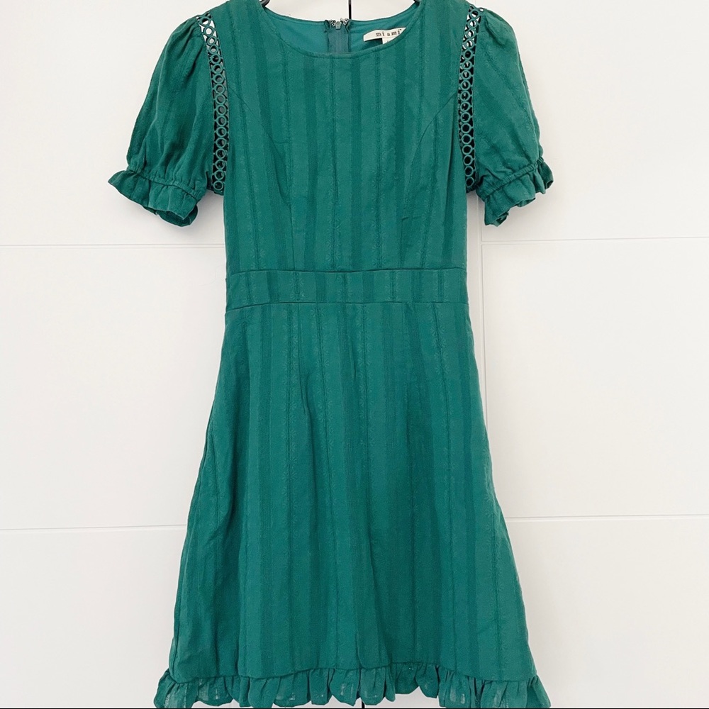 Lulus Emerald Green Ruffle Trim Dress size XS